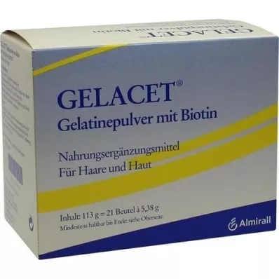 GELACET Gelatina in polvere con biotina in busta, 21 pezzi