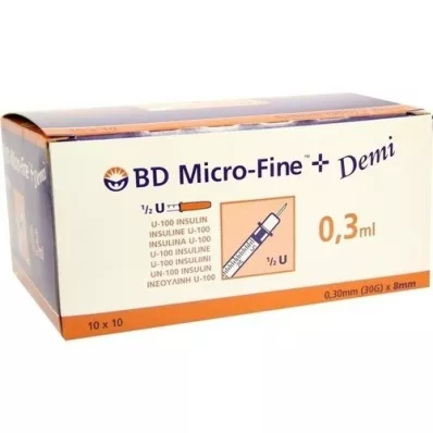 BD MICRO-FINE+ siringa da insulina 0,3 ml U100 0,3x8 mm, 100 pz