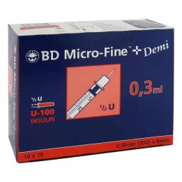 BD MICRO-FINE+ siringa da insulina 0,3 ml U100 0,3x8 mm, 100 pz