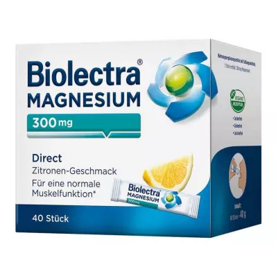 BIOLECTRA Magnesio 300 mg Bastoncini di limone diretti, 40 pezzi