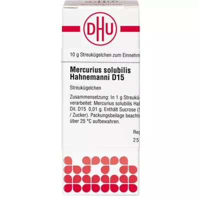 MERCURIUS SOLUBILIS Hahnemanni D 15 globuli, 10 g