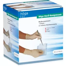 HÖGA-KOMPRESSEN 7,5x7,5 cm sterile 8x, 25X2 pz