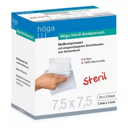 HÖGA-KOMPRESSEN 7,5x7,5 cm sterile 8x, 25X2 pz