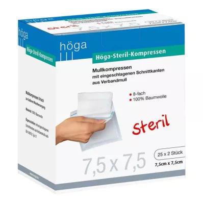 HÖGA-KOMPRESSEN 7,5x7,5 cm sterile 8x, 25X2 pz