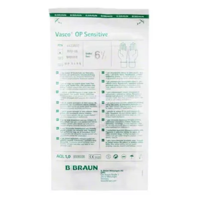 VASCO OP Guanti sensibili, sterili, senza polvere, misura 6,5, 2 pz VASCO OP Guanti sensibili, sterili, senza polvere, misura 6,5, 2 pz