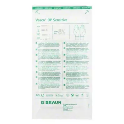 VASCO OP Guanti sensibili, sterili, senza polvere, misura 8,5, 2 pz VASCO OP Guanti sensibili, sterili, senza polvere, misura 8,5, 2 pz