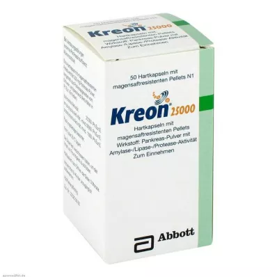 KREON 25.000 tappi rigidi con pellet rivestiti di enterico, 50 pz