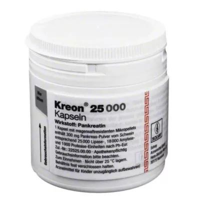 KREON 25.000 tappi rigidi con pellet rivestiti di enterico, 100 pz