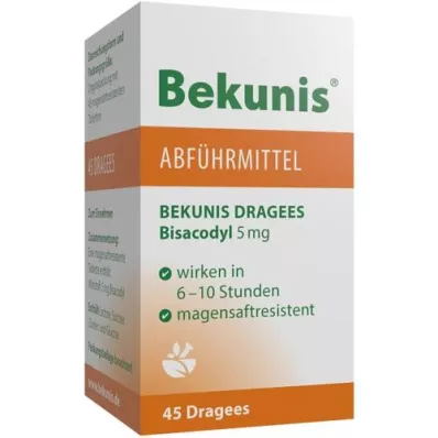BEKUNIS Dragees Bisacodyl 5 mg compresse rivestite con enterici, 45 pz