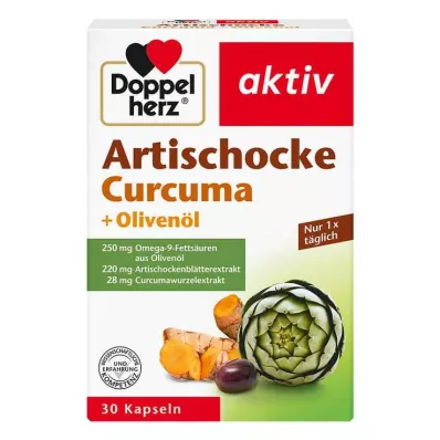 Carciofo Doppelherz + olio doliva + capsule di curcuma, 30 pz