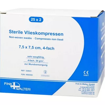 VLIESKOMPRESSEN 7,5x7,5 cm sterile a 4 strati, 25X2 pezzi