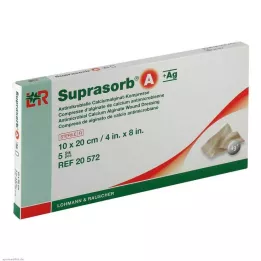 SUPRASORB A+Ag Antimik.Cal.Alginat Kompr.10x20 cm, 5 pz