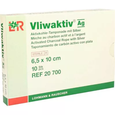 VLIWAKTIV AG Tampone al carbone attivo con argento 6,5x10 cm, 10 pz