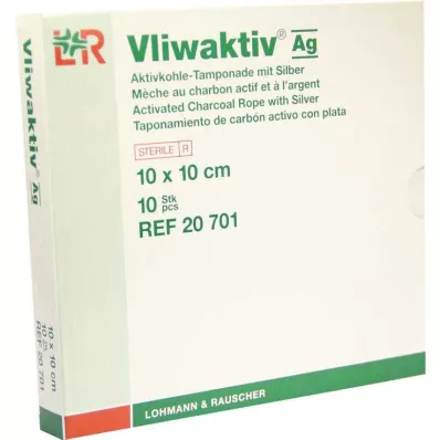 VLIWAKTIV AG Tampone al carbone attivo con argento 10x10 cm, 10 pz