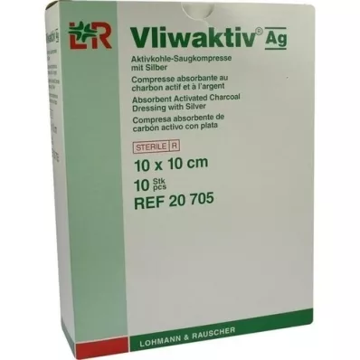 VLIWAKTIV AG Carbone attivo assorbente comp. con argento 10x10 cm, 10 pz