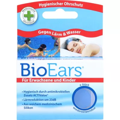 BIOEARS Inserti auricolari antimicrobici in silicone, 6 pezzi