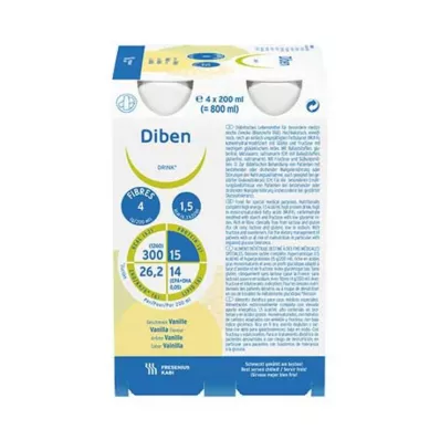 DIBEN DRINK Vaniglia 1,5 kcal/ml, 4X200 ml DIBEN DRINK Vaniglia 1,5 kcal/ml, 4X200 ml