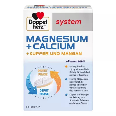 DOPPELHERZ Magnesio+Calcio+Rame+Manganese tab. sist. 60 pz