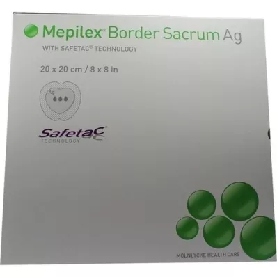 MEPILEX Border Sacrum Ag medicazione in schiuma 20x20 cm ster., 5 pz