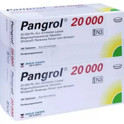 PANGROL 20.000 compresse rivestite con enterici, 200 pezzi