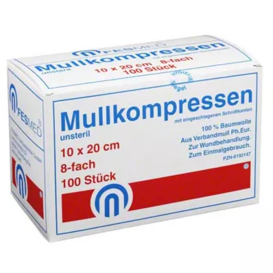 MULLKOMPRESSEN ES 10x20 cm non sterile 8x, 100 pz