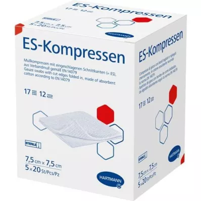ES-KOMPRESSEN sterile 7,5x7,5 cm 12x confezione bulk, 5X20 pz