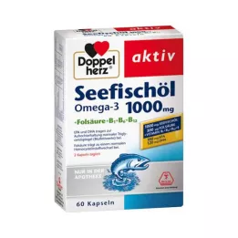 DOPPELHERZ Olio di pesce marino Omega-3 1.000 mg+Fols.Caps., 60 pz