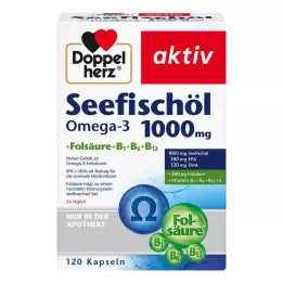 DOPPELHERZ Olio di pesce marino Omega-3 1.000 mg+Fols.Caps., 120 pz