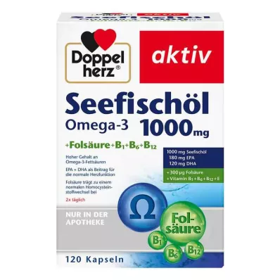 DOPPELHERZ Olio di pesce marino Omega-3 1.000 mg+Fols.Caps., 120 pz DOPPELHERZ Olio di pesce marino Omega-3 1.000 mg+Fols.Caps., 120 pz