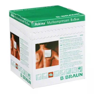 ASKINA Impacchi di garza 5x5 cm sterili 8x, 25X2 pz