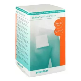 ASKINA compresse di garza 10x10 cm non sterili a 12 pieghe, 100 pz