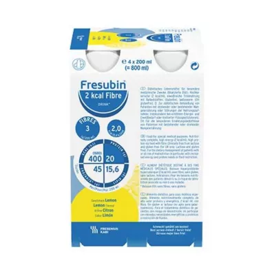 Fresubin 2 kcal bevanda in fibra al limone borraccia, 4x200 ml