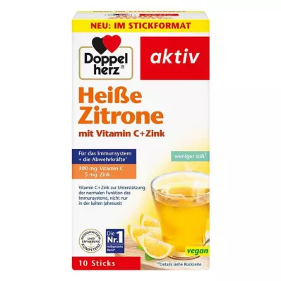 DOPPELHERZ granuli di vitamina C+zinco al limone caldo, 10 pz
