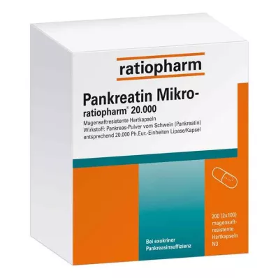PANKREATIN Micro-ratio.20.000 capsule rigide rivestite di enterico, 200 pz PANKREATIN Micro-ratio.20.000 capsule rigide rivestite di enterico, 200 pz