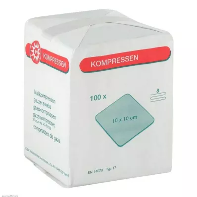 MULLKOMPRESSEN 10x10 cm non sterile 8x, 100 pz