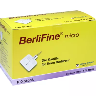 BERLIFINE microcannule 0,25x5 mm, 100 pz