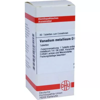 DHU Vanadium Metallicum D 6 compresse, 80 pz DHU Vanadium Metallicum D 6 compresse, 80 pz