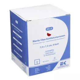VLIES-SCHLITZKOMPRESSEN 7,5x7,5 cm sterile 6x, 25X2 pz