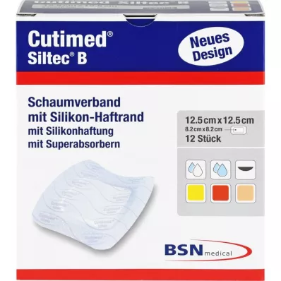 CUTIMED Siltec B Medicazione in schiuma 12,5x12,5 cm con adesivo, 12 pz