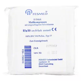 MULLKOMPRESSEN ES 10x10 cm non sterile 8x, 10 pz