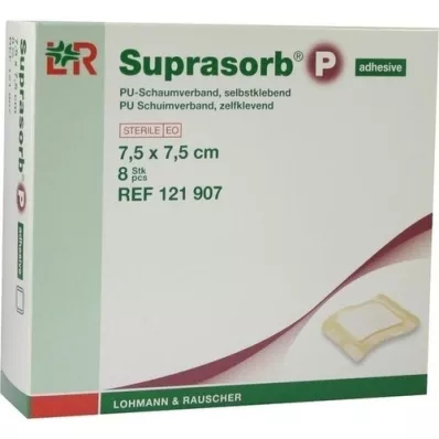 SUPRASORB P PU-Schiuma autoadesiva 7,5x7,5 cm, 8 pz