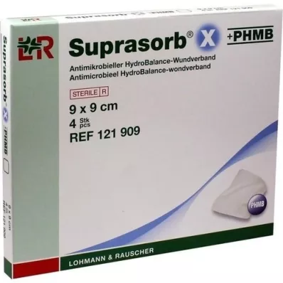 SUPRASORB X+PHMB Medicazione HydroBalance 9x9 cm, 4 pz