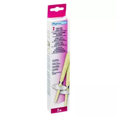 Candele auricolari coniche con cera dapi, 2 pz Candele auricolari coniche con cera dapi, 2 pz