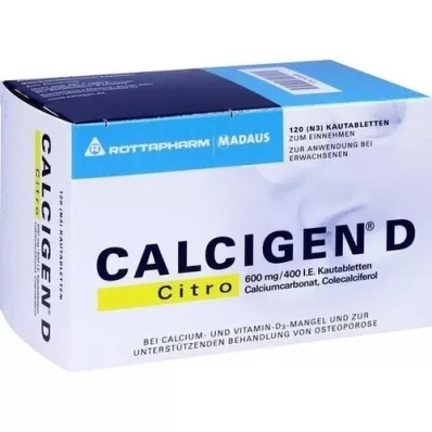 CALCIGEN D Citro 600 mg/400 U.I. Compresse masticabili, 120 pz