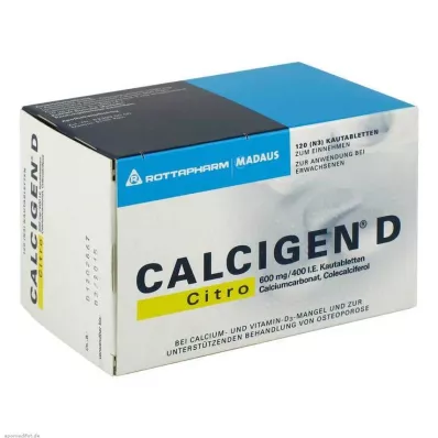 Calcigen D Citro 600 mg / 400 UI compresse masticabili, 120 pz Calcigen D Citro 600 mg / 400 UI compresse masticabili, 120 pz