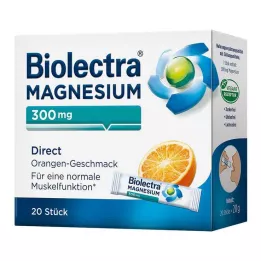 BIOLECTRA Magnesio 300 mg Bastoncini arancioni diretti, 20 pezzi