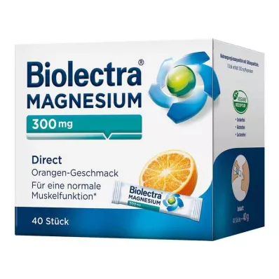 BIOLECTRA Magnesio 300 mg Bastoncini arancioni diretti, 40 pezzi