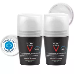 VICHY HOMME Deo Roll-on per pelle sensibile 48h DP, 2X50 ml