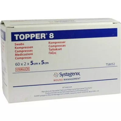 Topper 8 compresse sterili 5x5 cm, 60x2 pezzi Topper 8 compresse sterili 5x5 cm, 60x2 pezzi