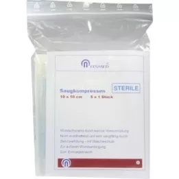 SAUGKOMPRESSEN sterile 10x10 cm, 5X1 pz